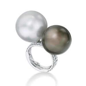 Assael gem tahitian pearl and south sea pearl diamond ring