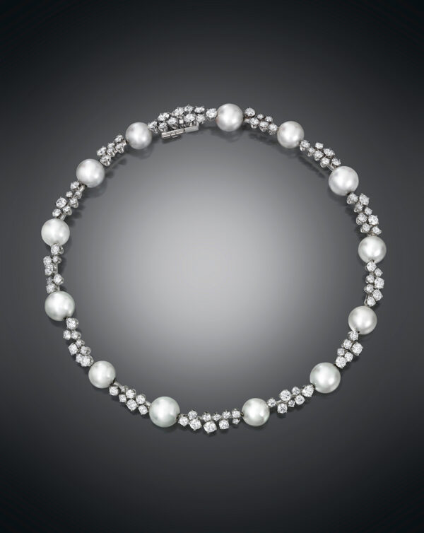 Rivière south sea pearl and diamond necklace by Sean Gilson for Assael