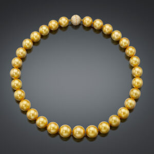 Assael natural color golden south sea pearl necklace