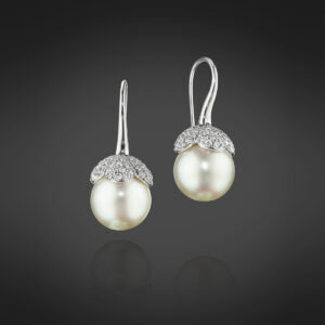 Assael South Sea Pearl and Diamond Petal Earrings