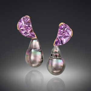 Assael Tahitian pearl & fantasy-cut amethyst earrings